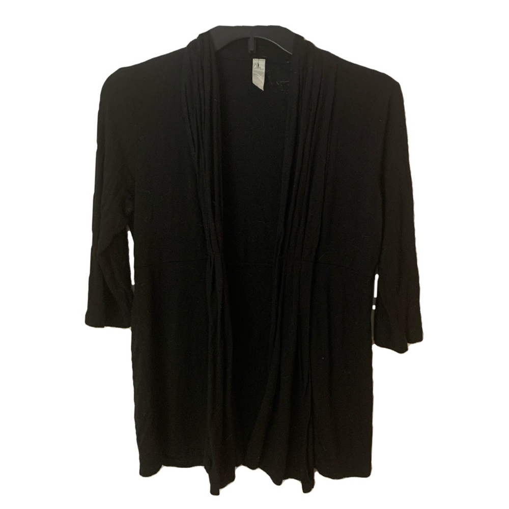 Black Open Cardigan With Ruching Detail